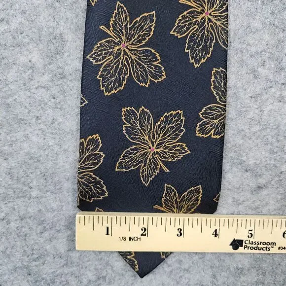 Giorgio Armani Cravatte‎ Brown Leaf Print Necktie 100% Silk Fall Autumn 55x4